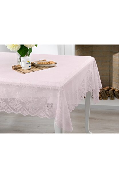 pembe rose scroll orme masa ortusu 180x270 cm