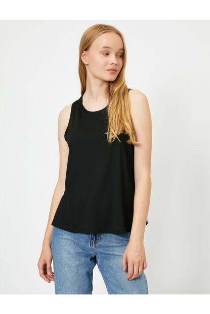Koton Kadin Siyah Basic Bisiklet Yaka Atlet Trendyol