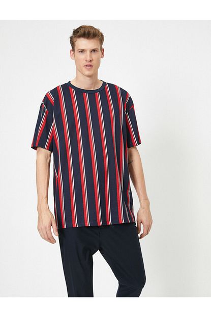 Koton Erkek Kirmizi Cizgili T Shirt 0yam14926ok Trendyol