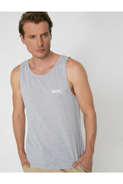 Koton Erkek Gri Baskili Atlet 9yam11676lk Trendyol