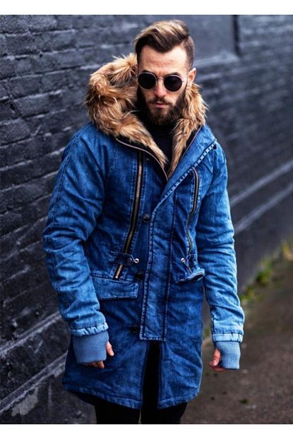 Open Fashion Erkek Lacivert Tuylu Kot Mont Trendyol