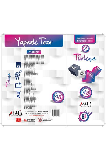 Analiz Yayinlari 8 Sinif Turkce Yaprak Test Trendyol