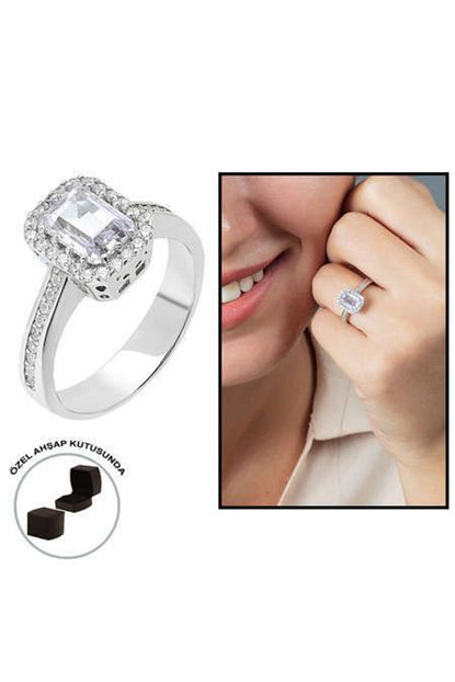 Hepnaturel Starlight Diamond Pirlanta Montur Zarif Tasarim 925 Ayar Gumus Bayan Baget Yuzuk Trendyol