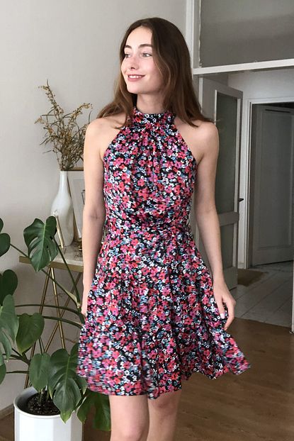 Trendyolmilla Kirmizi Kusakli Cicek Desenli Elbise Twoss20el2490 Trendyol