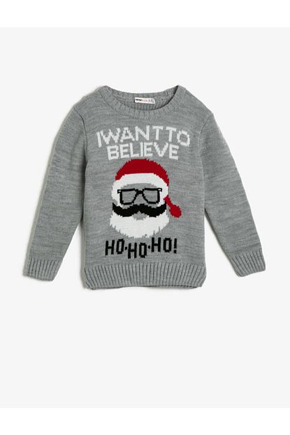 Koton Kids Erkek Cocuk Gri Yilbasi Temali Kazak Trendyol