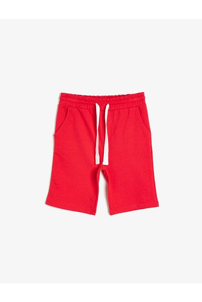 Koton Kids Erkek Cocuk Kirmizi Basic Ince Sweat Kumasindan Cepli Beli Kordonlu Sort Trendyol