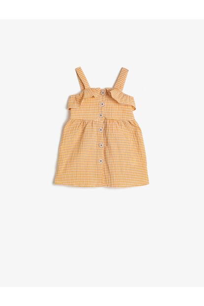 Koton Kids Kiz Bebek Sari Firfirli Kareli Mini Elbise Trendyol