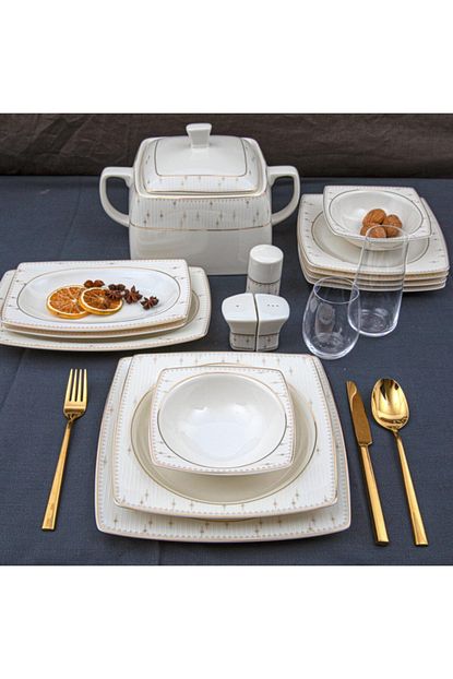 Gural Porselen 61 Parca Caroline Kare Bone Yemek Takimi Trendyol