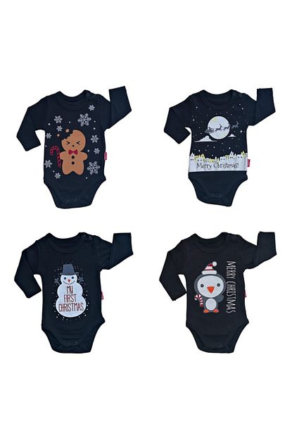 Lullaby Kiz Ve Erkek Bebek Uzun Kollu Citcitli Badi Penye Body Yilbasi Noel Temali Trendyol