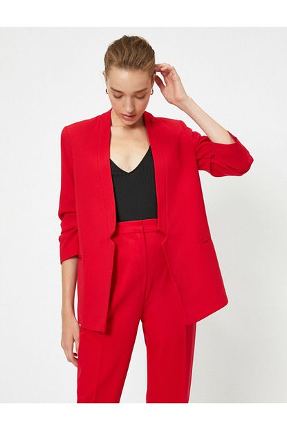 Koton Kadin Kirmizi 3 4 Kollu Blazer Ceket Trendyol