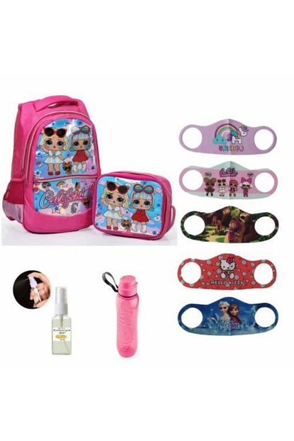 Mashotrend Pembe 3 Gozlu Lol Bebek Baskili Sirt Okul Cantasi Beslenme Cantasi 5 Maske Kolonya Matara Trendyol