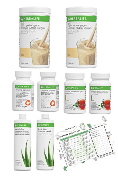 Herbalife 2 Li Eko Set 2 Vanilya Shake 2 Klasik Cay 2 Thermo 2 Aloe Vera Diyet Listesi Hediye Trendyol