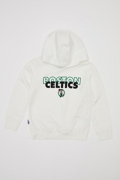 Defacto Erkek Cocuk Beyaz Nba Lisansli Kapusonlu Sweatshirt Trendyol
