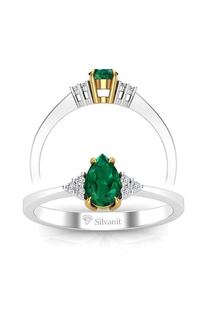 Silvanit Pirlanta Kadin Gri Pirlantali 0 50 Karat Zumrut Yuzuk Trendyol