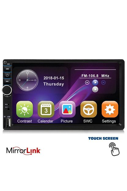 oto teyp 7 double mirror link bt usb sd mp4 aux fm 4x45w kamera hediyeli go 3300