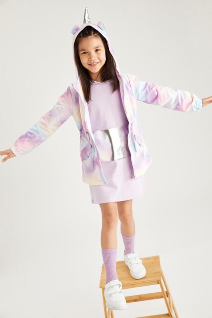 defacto kiz cocuk gokkusagi renkli unicorn boynuzlu ince yagmurluk fiyati yorumlari trendyol