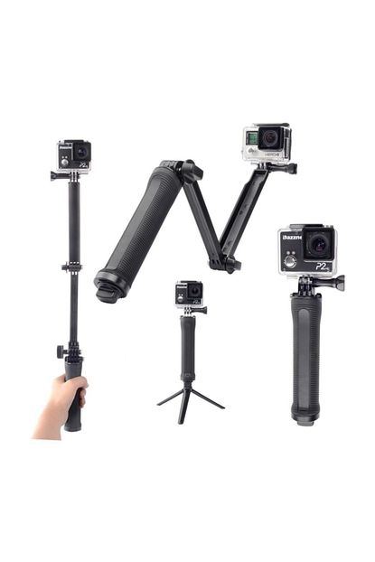 gopro aksiyon kamerasi 3way monopod tripod hareketli baglanti