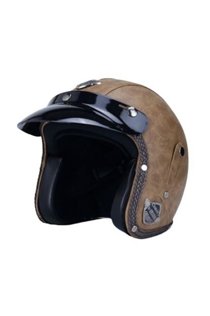 tex 130 4 motosiklet kaski kahverengi yarim deri chopper kahverengi deri kask yarim fiyati yorumlari trendyol