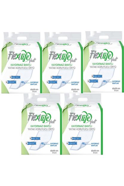 flexi life flexilife hasta alti bezi kaydirmaz bantli yatak koruyucu ortu 60x90 cm 30 lu 5 paket fiyati yorumlari trendyol