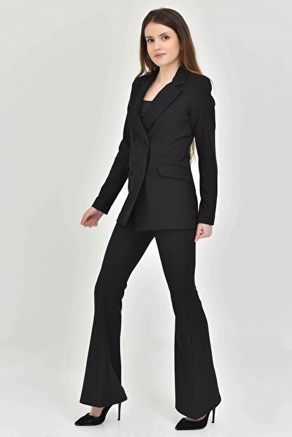 Elbise Online Kadin Siyah Ceket Ispanyol Paca Pantolon Takim Fiyati Yorumlari Trendyol