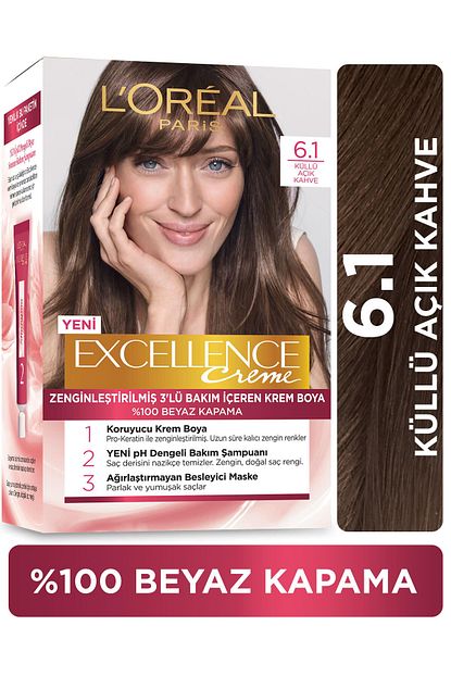 l oreal paris excellence creme sac boyasi 6 1 kullu acik kahve fiyati yorumlari trendyol
