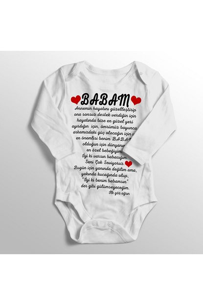 birdunyahediye unisex bebek beyaz babam iyi ki benim babamsin ilk goz agrin baskili zibin fiyati yorumlari trendyol