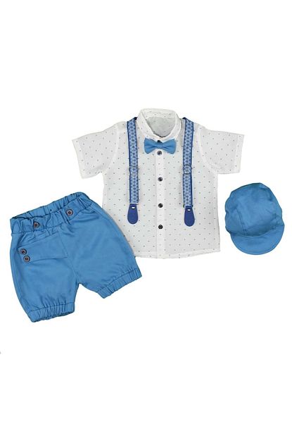 babyboy erkek bebek gomlek sort 2li takim sapkali askili papyonlu mavi 2 yas fiyati yorumlari trendyol