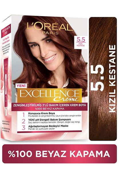 l oreal paris excellence creme sac boyasi 5 5 kizil kestane fiyati yorumlari trendyol