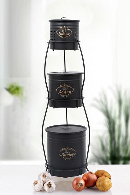 kitchen trend 3 katli metal demirli patates soganlik siyah fiyati yorumlari trendyol