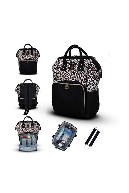 the kangaroo bag siyah leopar desenli queen mom anne bebek bakim sirt cantasi fiyati yorumlari trendyol