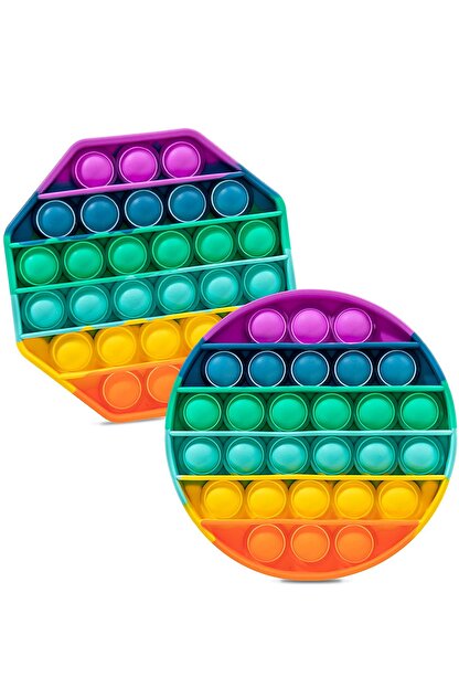 rewel 2 li pop it push bubble fidget popit duyusal stres oyuncak sekizgen ve yuvarlak gokkusagi renkli fiyati yorumlari trendyol