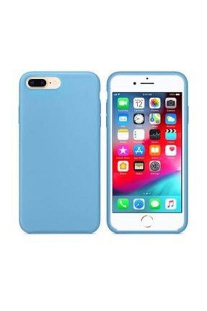 apple iphone 7 plus 8 plus kilif ici kadife lansman silikon kilif acik mavi