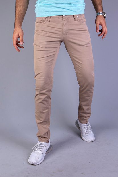 Public Jeans Erkek Bej Renk Slim Fit Yazlik Piefti Kumas Likrali Pantolon 30001 Trendyol