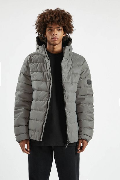 Pull Bear Erkek Gri Fosforlu Gri Sisme Mont 09710533 Trendyol