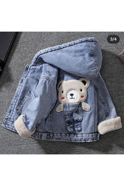 Trendoll Erkek Cocuk Mavi Ayicikli Kot Mont Trendyol