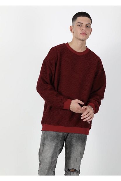 Saw Erkek Bordo Genis Yarasa Kol Sweatshirt Trendyol