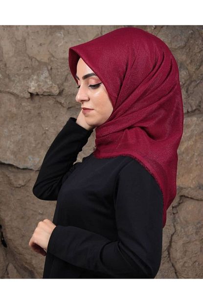 Hint Ipek Kadin Bordo Duz Renk Simli Hayti Esarp Trendyol