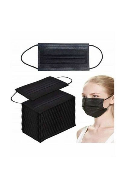Asilmed 100 Adet Siyah Renk Cerrahi Maske 3 Katli Burun Telli Ultrasonik Medikal Maske Trendyol