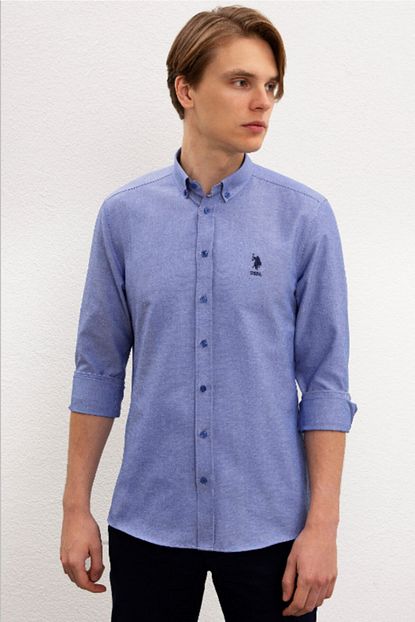 U S Polo Assn Sax Mavi Erkek Gomlek Trendyol