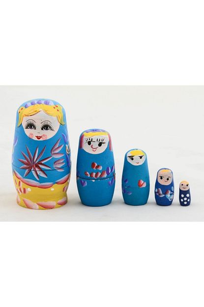 Gezgin Tekstil Ve Aksesuar Ahsap Matruska 5 Li Set Mavi Trendyol