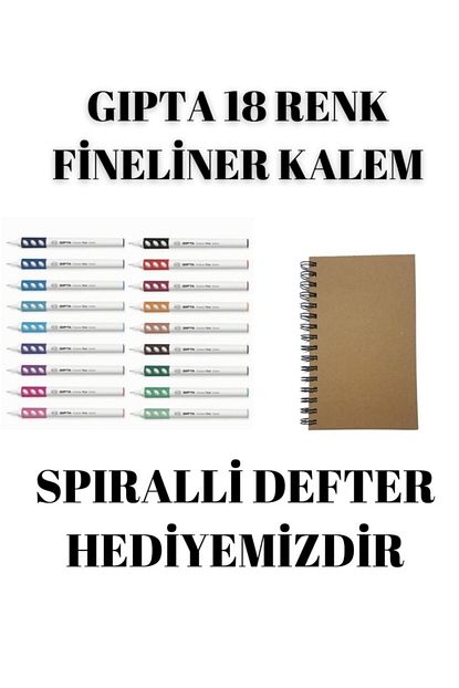 Gipta Fineliner Thick 0 4 Mm Yuvarlak Govde Kalem 18 Renk Set Spiralli Defter Hediyemizdir Trendyol