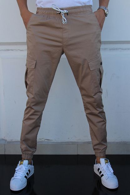 Inpool Erkek Bej Gabardin Kargo Pantolon Trendyol