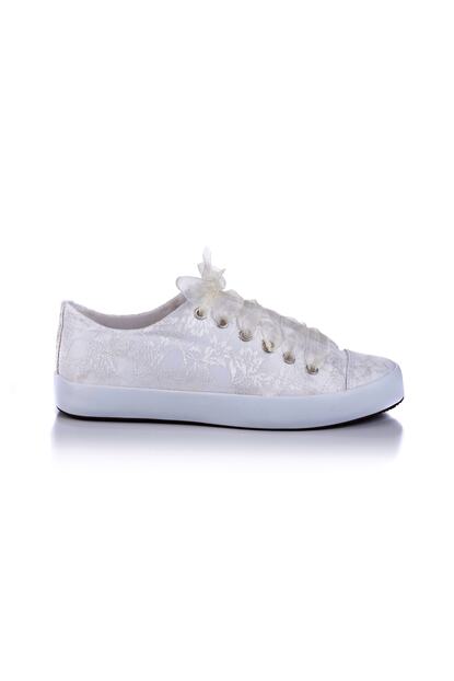 Mello Shoes Kadin Beyaz Spor Keten Dantel Gelin Ayakkabisi Trendyol