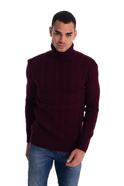 Densmood Erkek Bordo Detayli Bogazli Kazak Trendyol