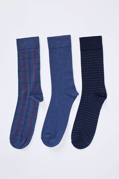 Defacto Erkek Navy Desenli Baskili Soket Corap 3 Lu R8053az20au Trendyol