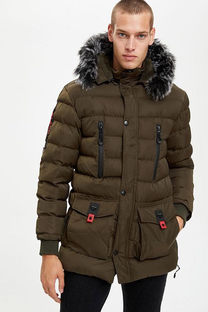 Defacto Erkek Khaki Kapusonlu Sisme Mont R1141az20wn Trendyol