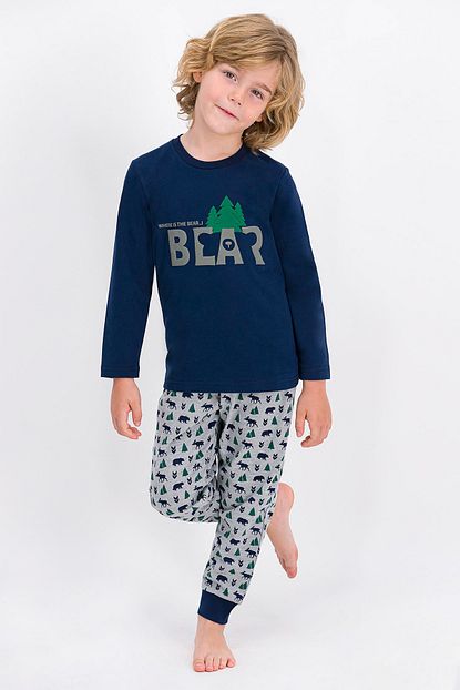Arnetta Lacivert Bear Erkek Cocuk Pijama Takimi Trendyol