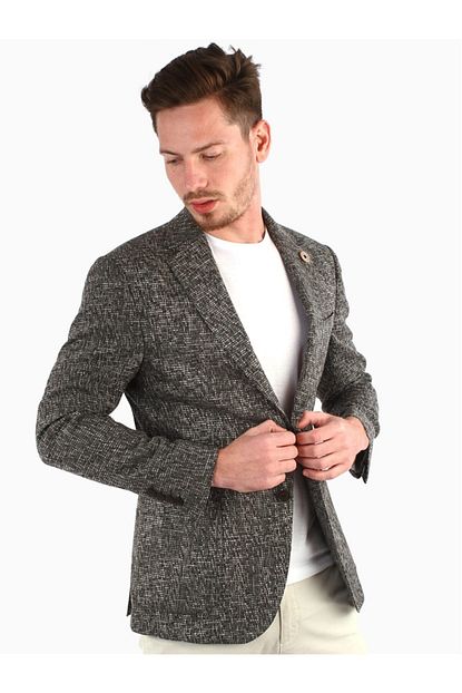 Dufy Lacivert Bukle Model Viskon Keten Karisimli Erkek Ceket Slim Fit Trendyol