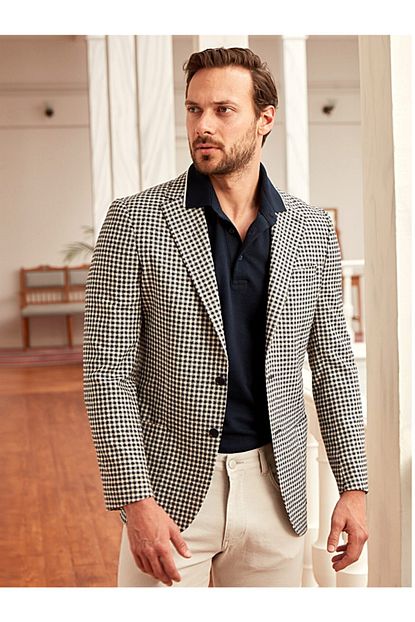 Dufy Lacivert Potikare Erkek Ceket Galvin Sn Slim Fit Trendyol
