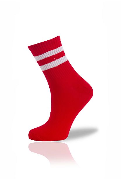 Socksafon Unisex Kirmizi Beyaz Cizgili Corap Trendyol